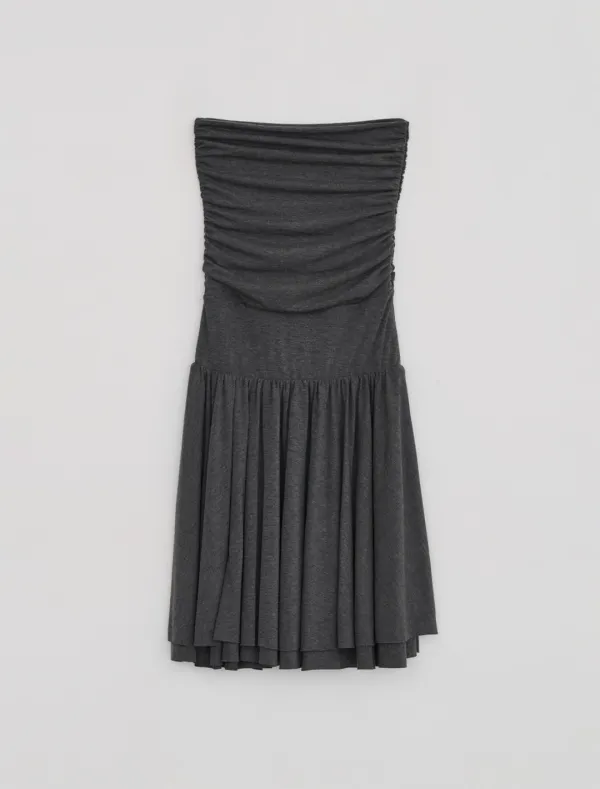 TWO-WAY SHIRRING DRESS [CHARCOAL]