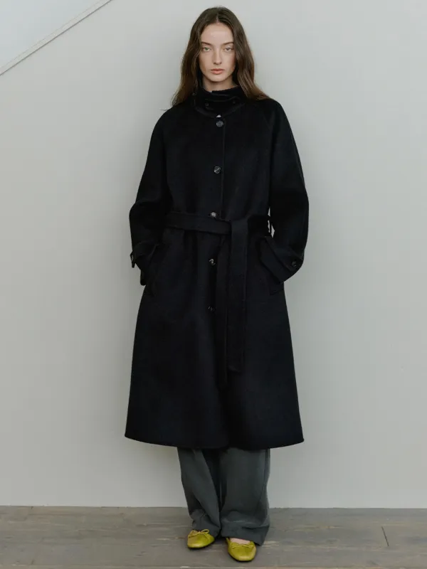Balmacan handmade wool Coat [KNFW08CT04]_Black