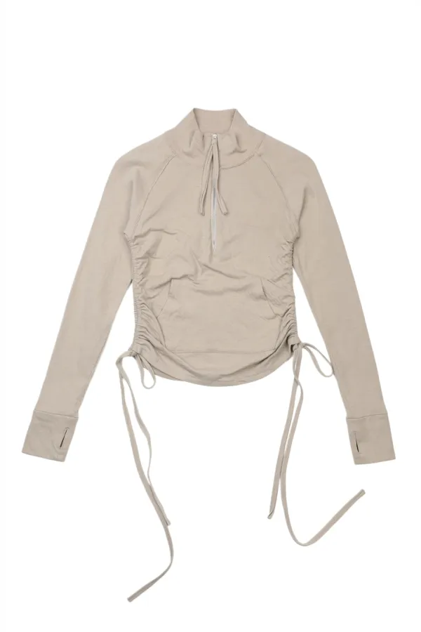 HALF ZIP LONG SLEEVE TOP - SAND