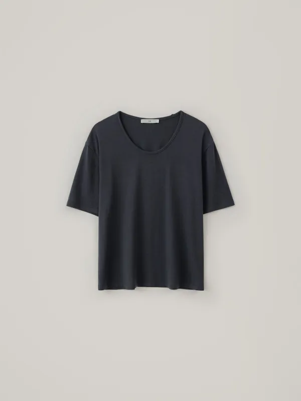 Tencel U-Neck Top - Charcoal