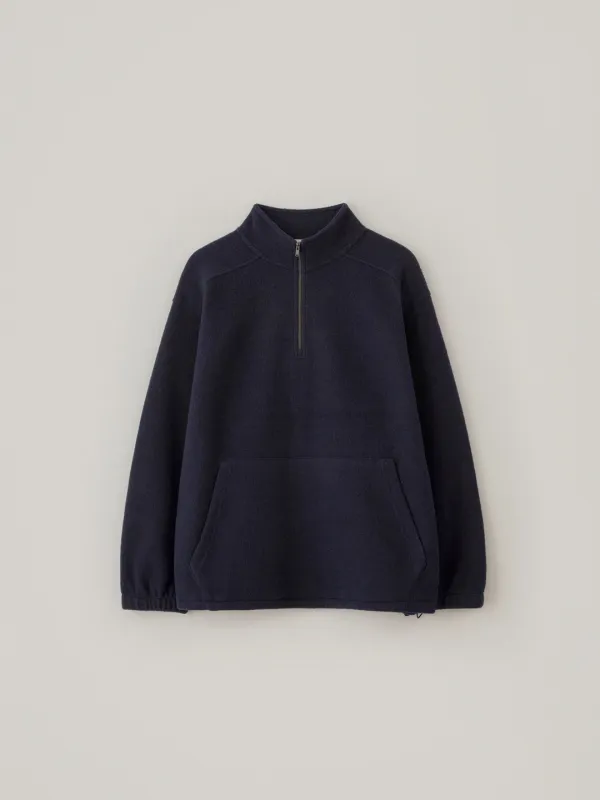 Wool Half Zip-Up Sweatshirt - Navy
