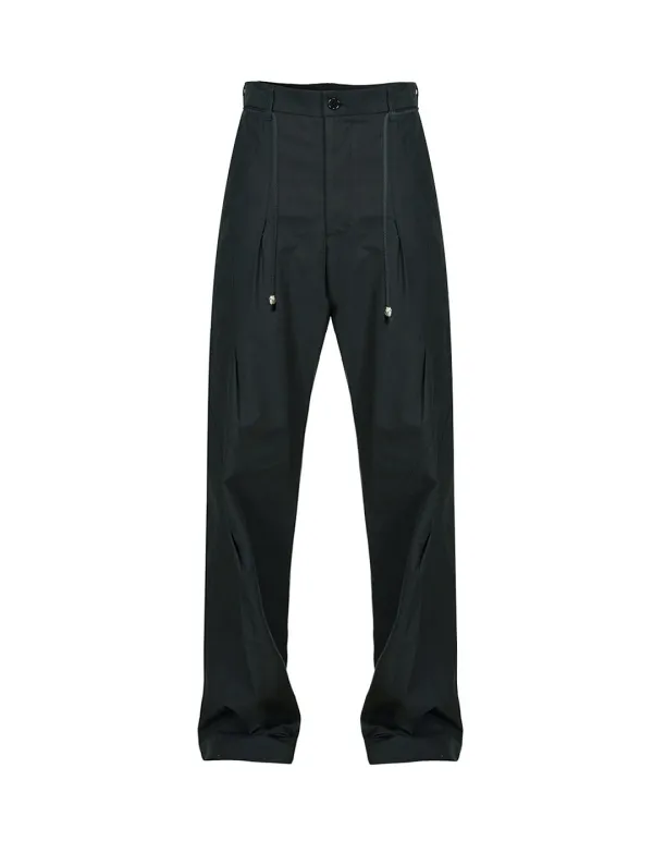 SCREW PIN TUCK COTTON SLACKS_DARK GREEN
