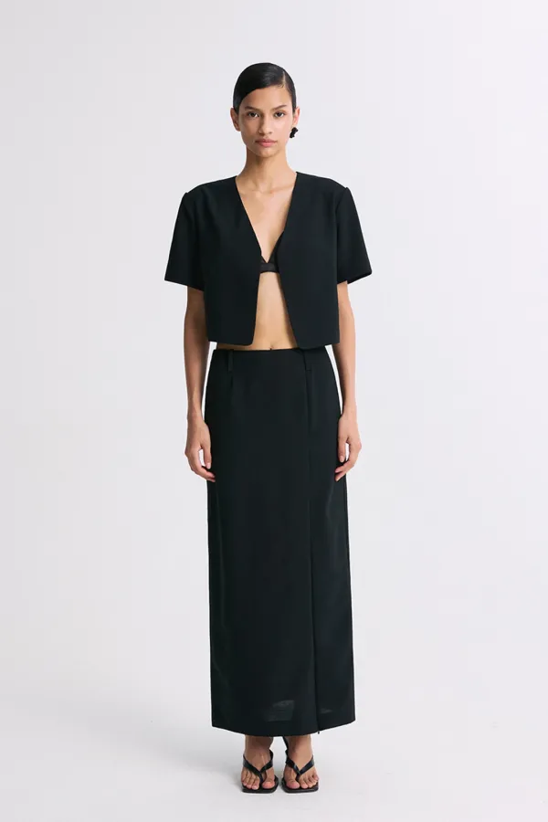 OPEN-FRONT CROPPED JACKET