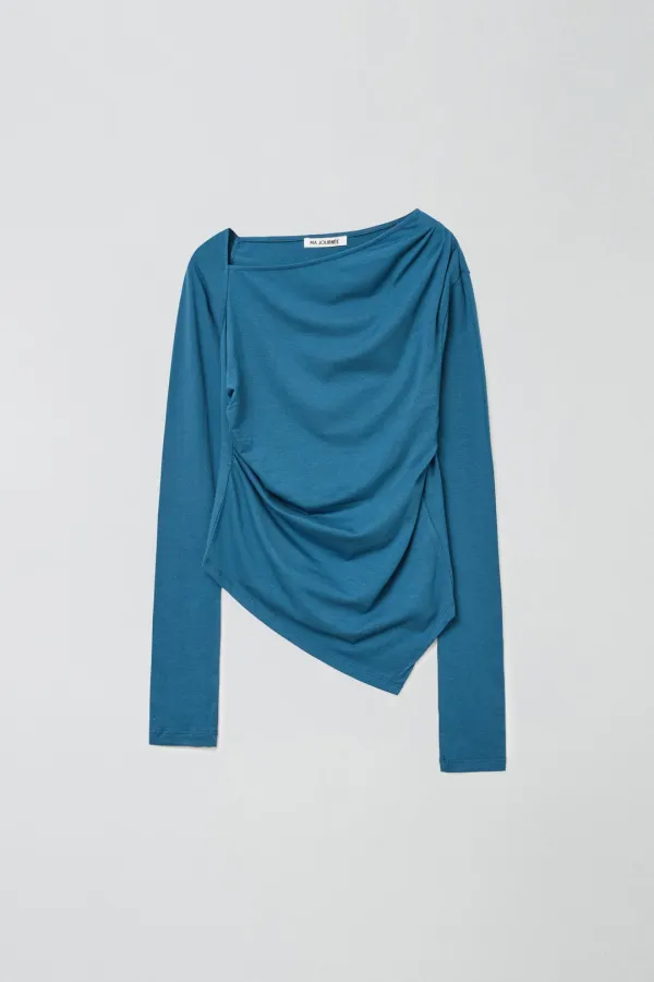 [1차 리오더] ASYMMETRIC SHIRRING TOP_PEACOCK BLUE