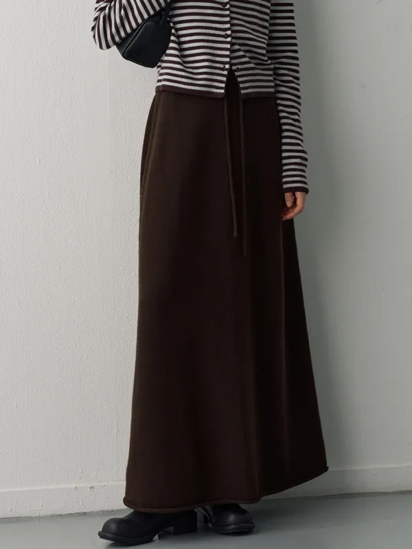캐시미어 니트 맥시 스커트_dark brown