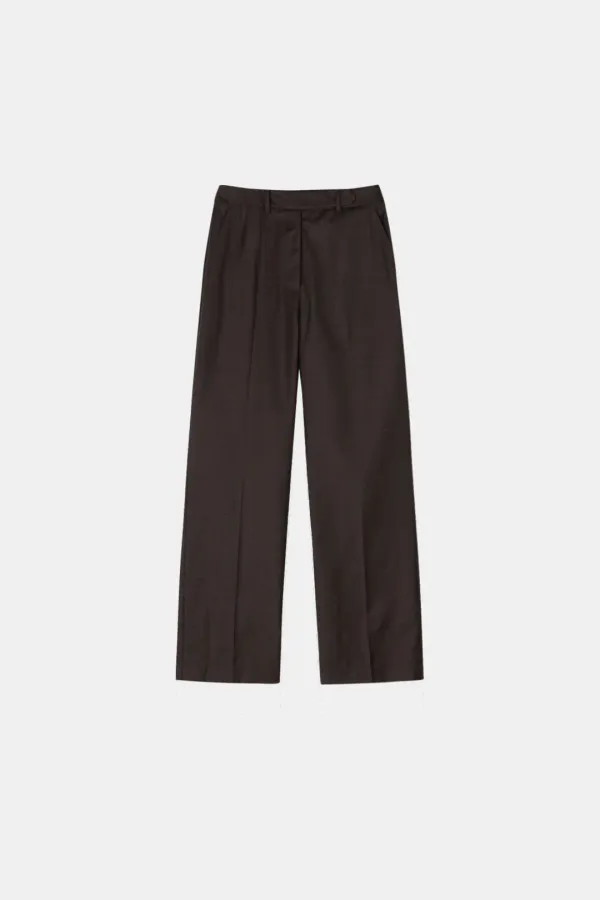 [Exclusive] Straight Virgin Wool Pants in Brown