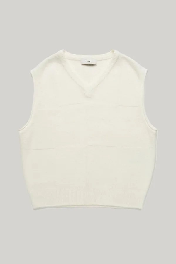 UNISEX DIVIDE V-NECK WOOL VEST OFF WHITE