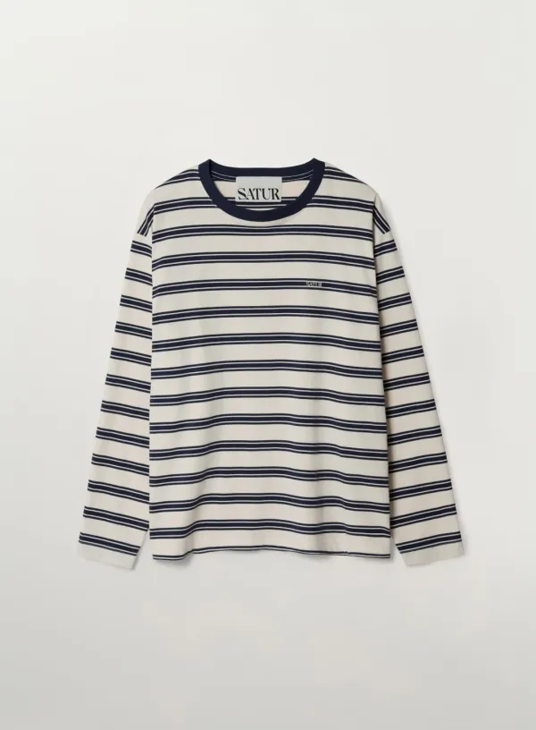[RIIZE\'s Pick] Font Embroidery Stripe Long Sleeve - Navy
