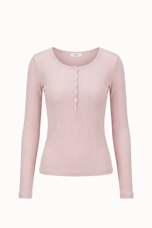 [5차 리오더]Button U-Neck T-Shirt[LMBFSPTT613]-4color