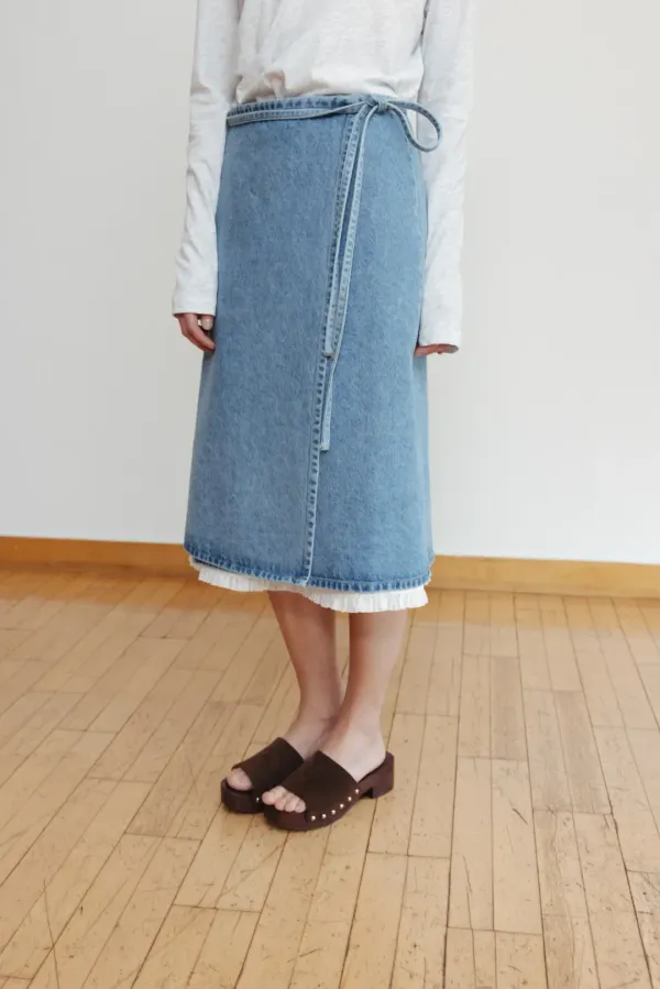 Cotton shirring skirt (white / black)