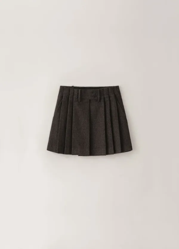 [Limited] Herringbone Button Mini Skirt - Brown