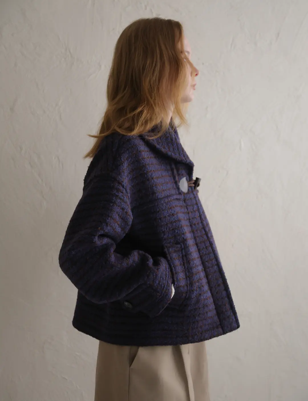 노미나떼 Carol Shawl Collar Half Coat (Check) 상품 이미지 2