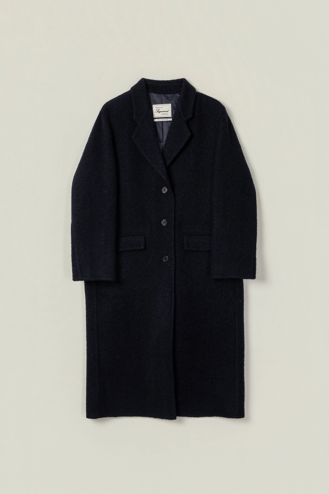 세이지먼트 RUE HANDMADE ALPACA BOUCLE LONG COAT_NAVY 상품 이미지 1