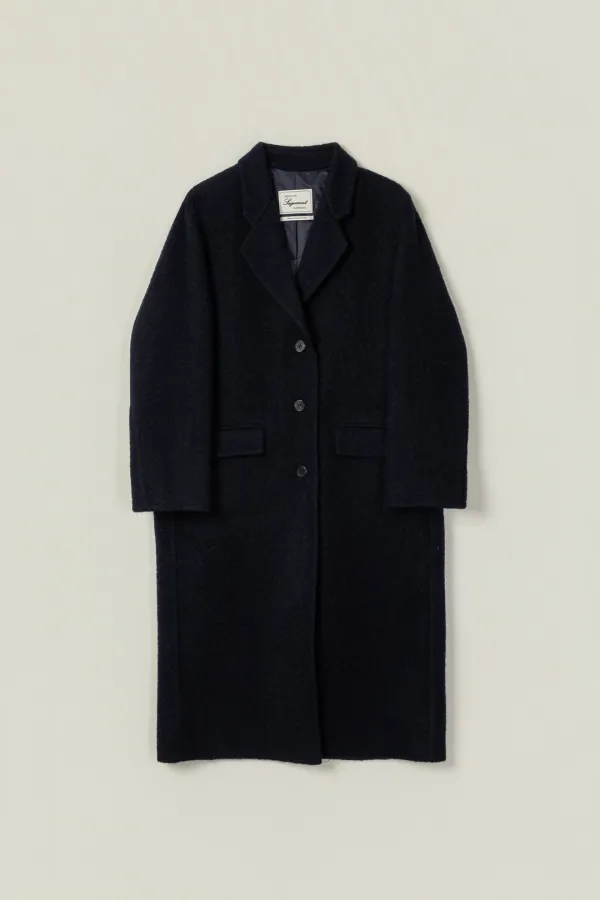 RUE HANDMADE ALPACA BOUCLE LONG COAT_NAVY