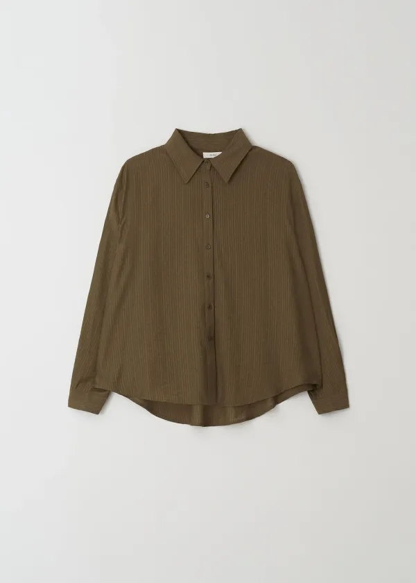 Wrinkle Button Wrap Shirts(Brown)