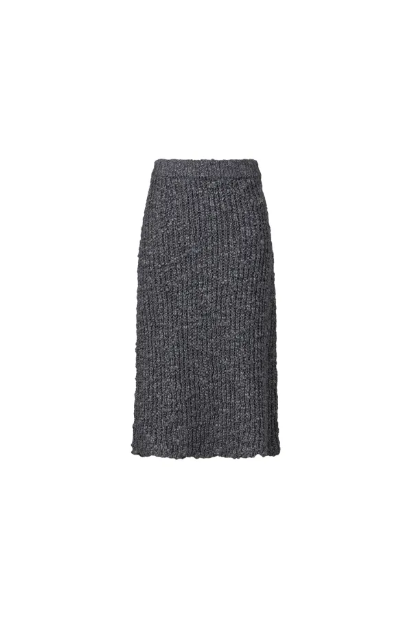 BOLD KNIT WOOL SKIRT [GREY]