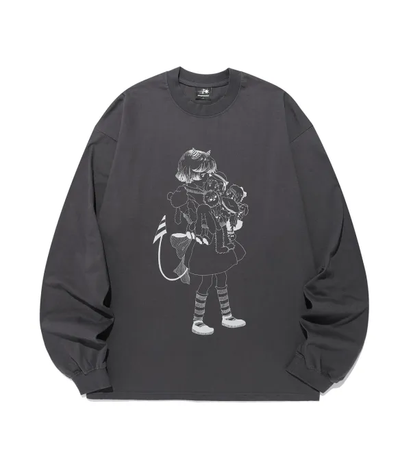 little devil girl drawing big big l/s tee[charcoal]