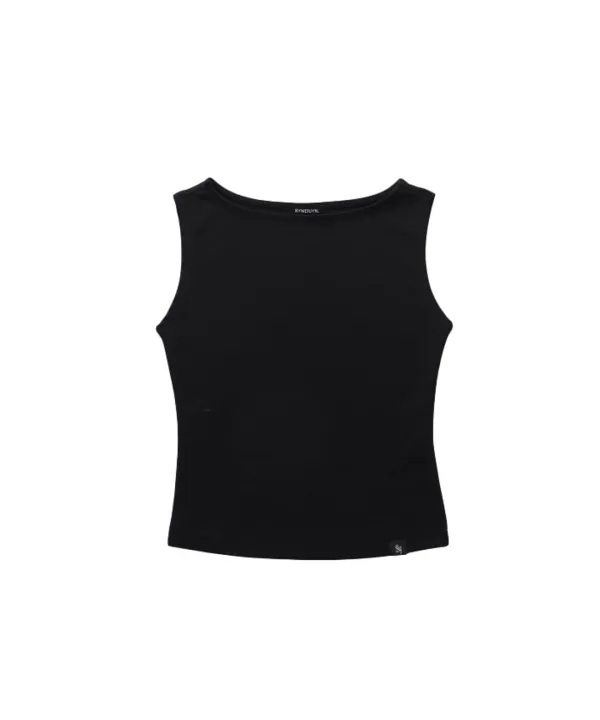 PLAIN BOATNECK SLEEVELESS TOP BLACK