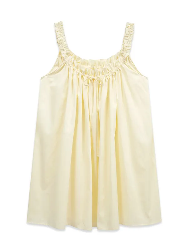 STRING SHIRRING ONE-PIECE (LIGHT YELLOW)