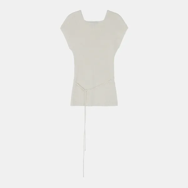 ribbed cap sleeveless knit top (cream)