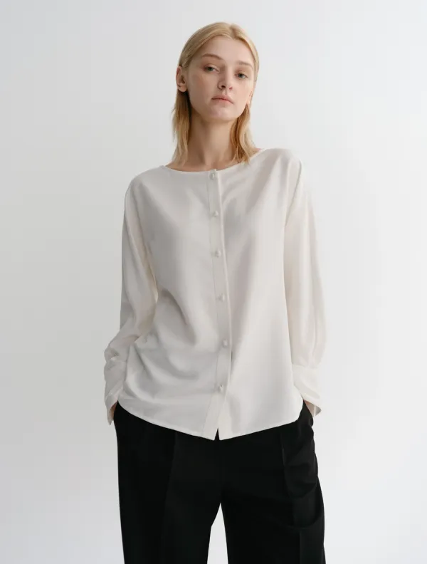 Elma Boat Neck Blouse (Ivory)