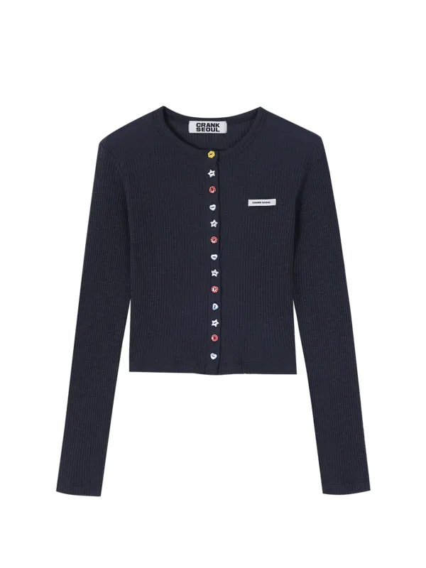 MULTI BUTTON CARDIGAN_NAVY