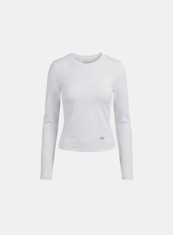 [w-tee26-032] Sleek Cotton Long Sleeve T-Shirt - White