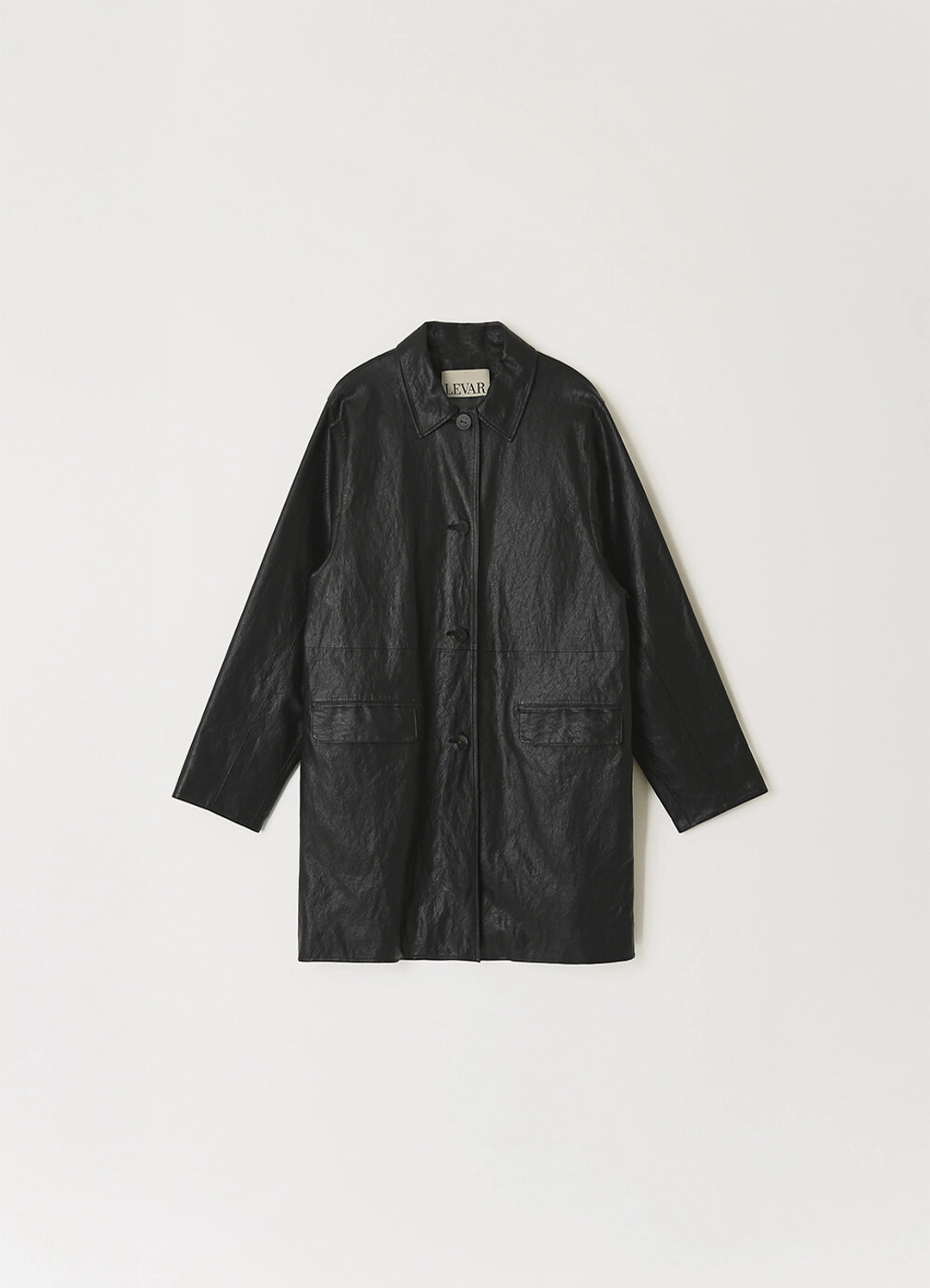르바 Faux Leather Half Jacket - Black 상품 이미지 1