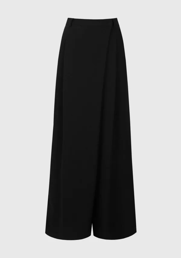 Row Wrap Wide Slacks Black