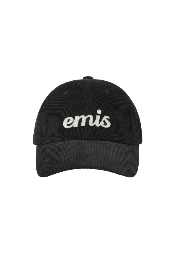 APPLIQUE CORDUROY BALL CAP-BLACK