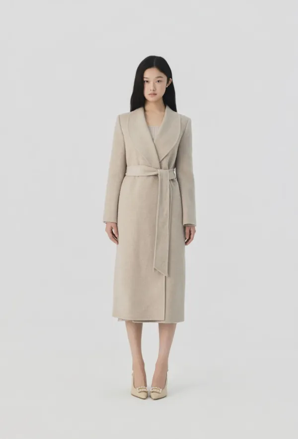 Carol Shawl Collar Handmade Coat (Brown)