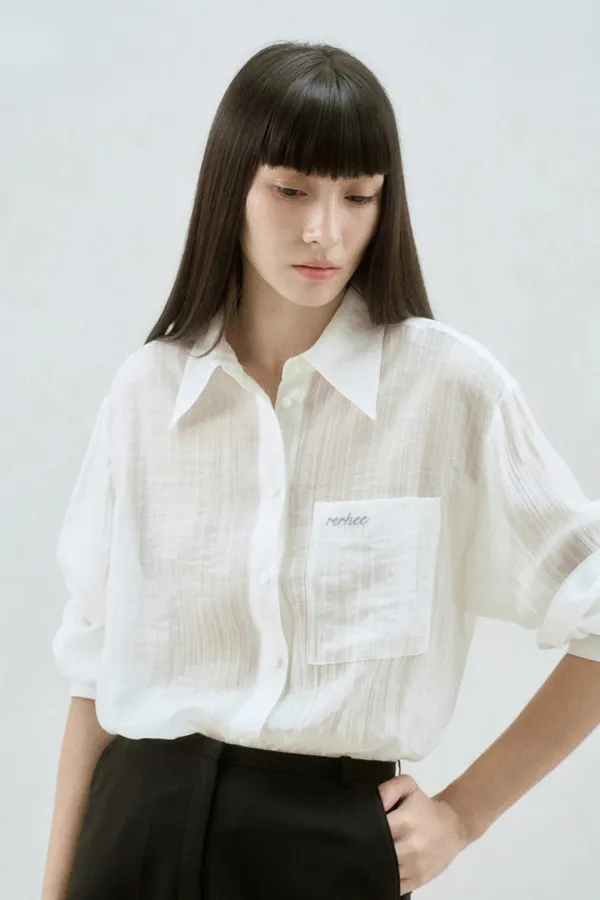 STRIPED SHEER SHIRTS WHITE