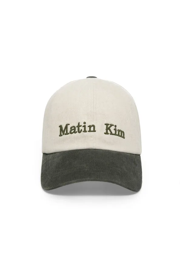MATIN CLASSIC LOGO CORDUROY BRIM BALL CAP IN CREAM