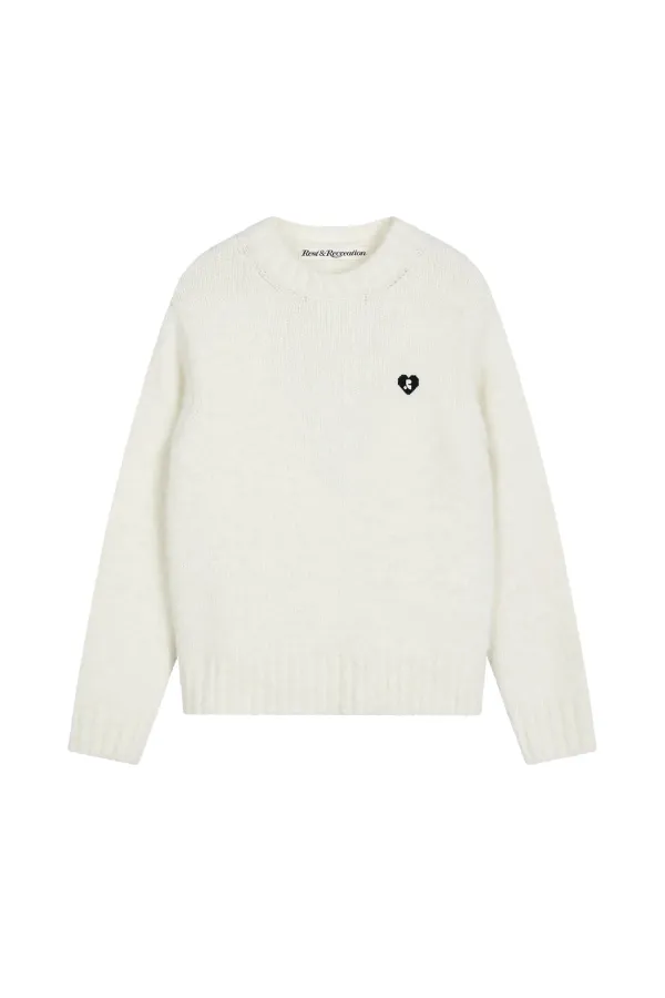 HEART LOGO WOOL KNIT TOP - IVORY
