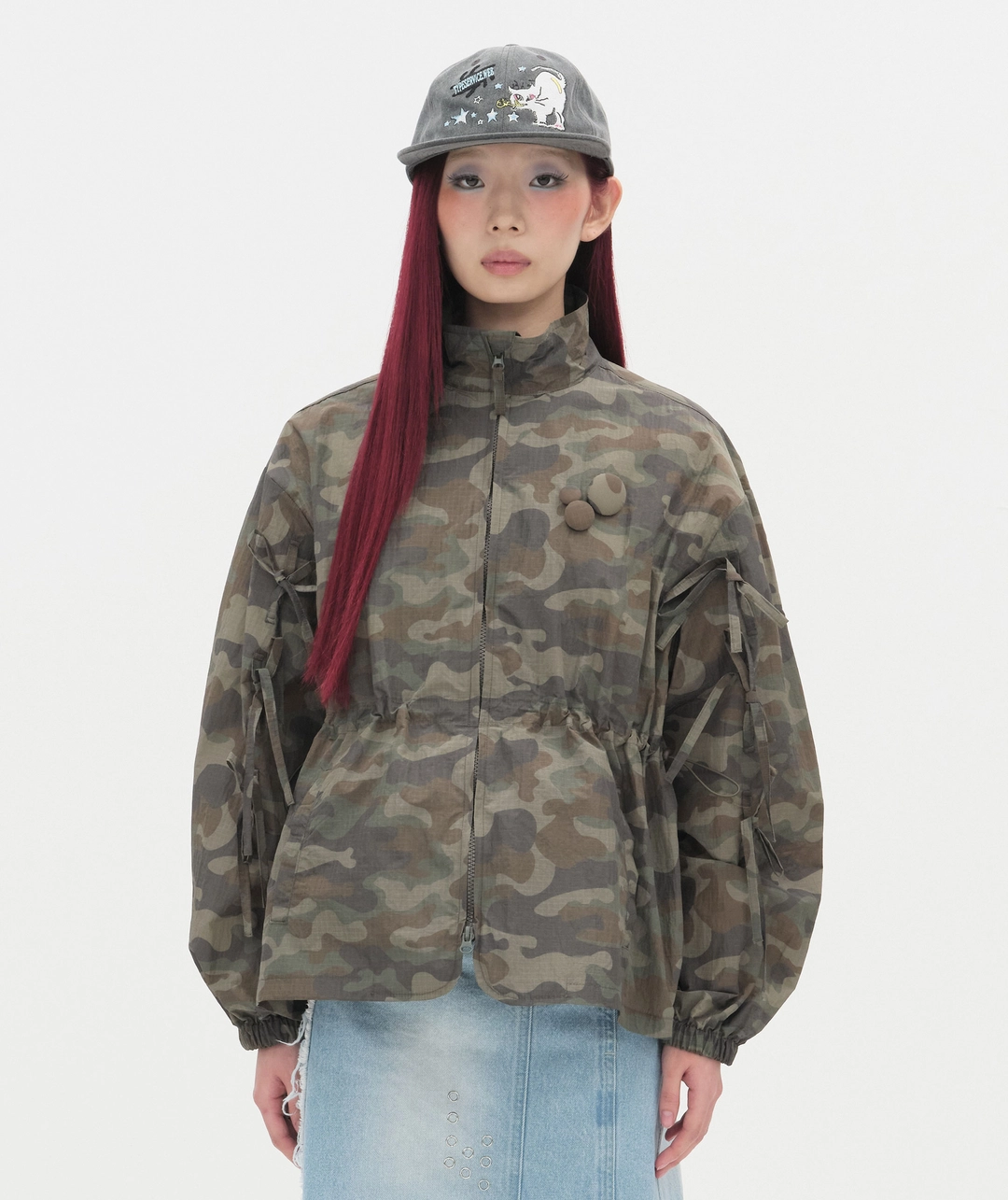 타입서비스 Camo Strap Button Windbreaker [Khaki] 상품 이미지 2