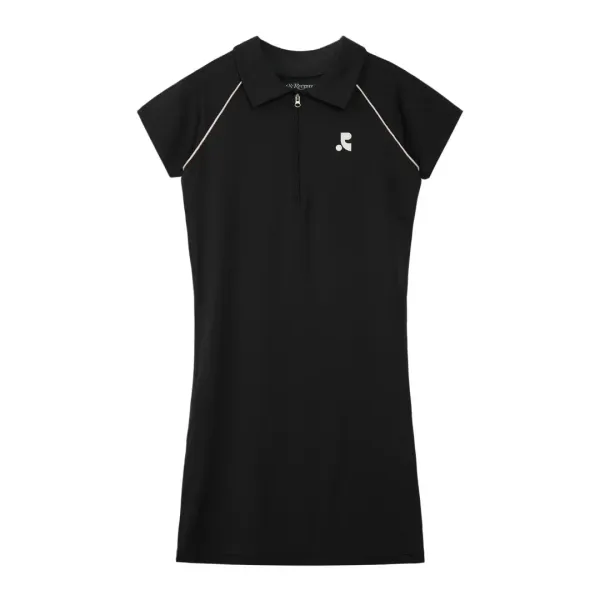 COLLAR ZIP-UP DRESS - BLACK