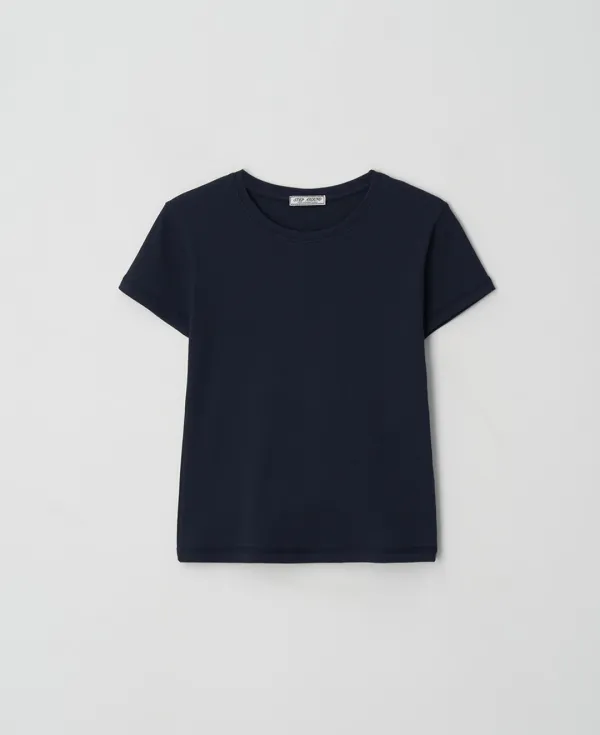 [1차] Slim-Fit Rib Half Sleeve Tee_NAVY