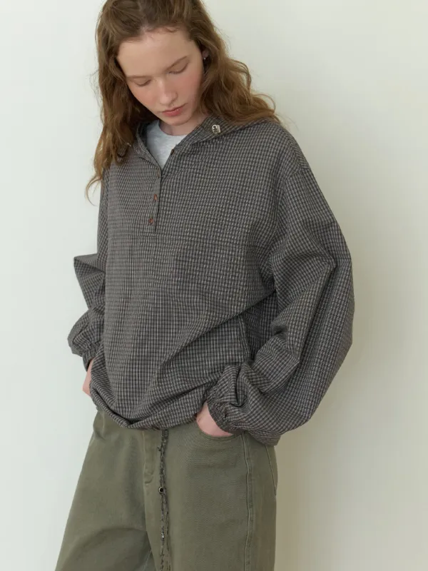 Oar hoodie check anorak (loden)