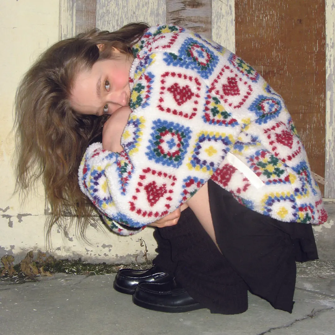 론론 HEART CROCHET PATTERN FLEECE JACKET IVORY 상품 이미지 1