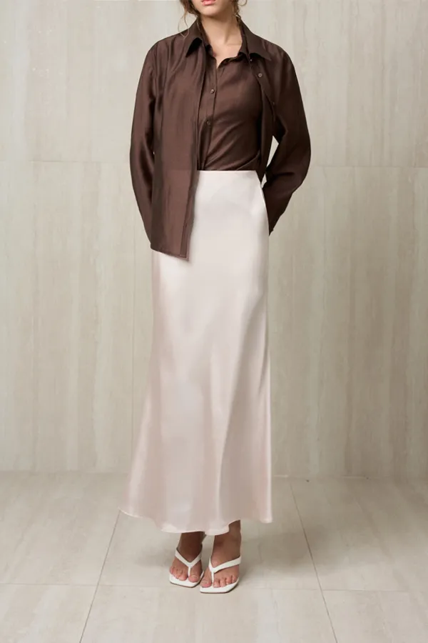 SATIN MAXI SKIRT CHAMPAGNE