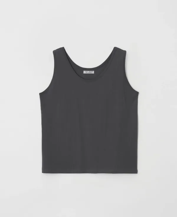 Boxy Fit Cotton Sleeveless Tee_CHARCOAL