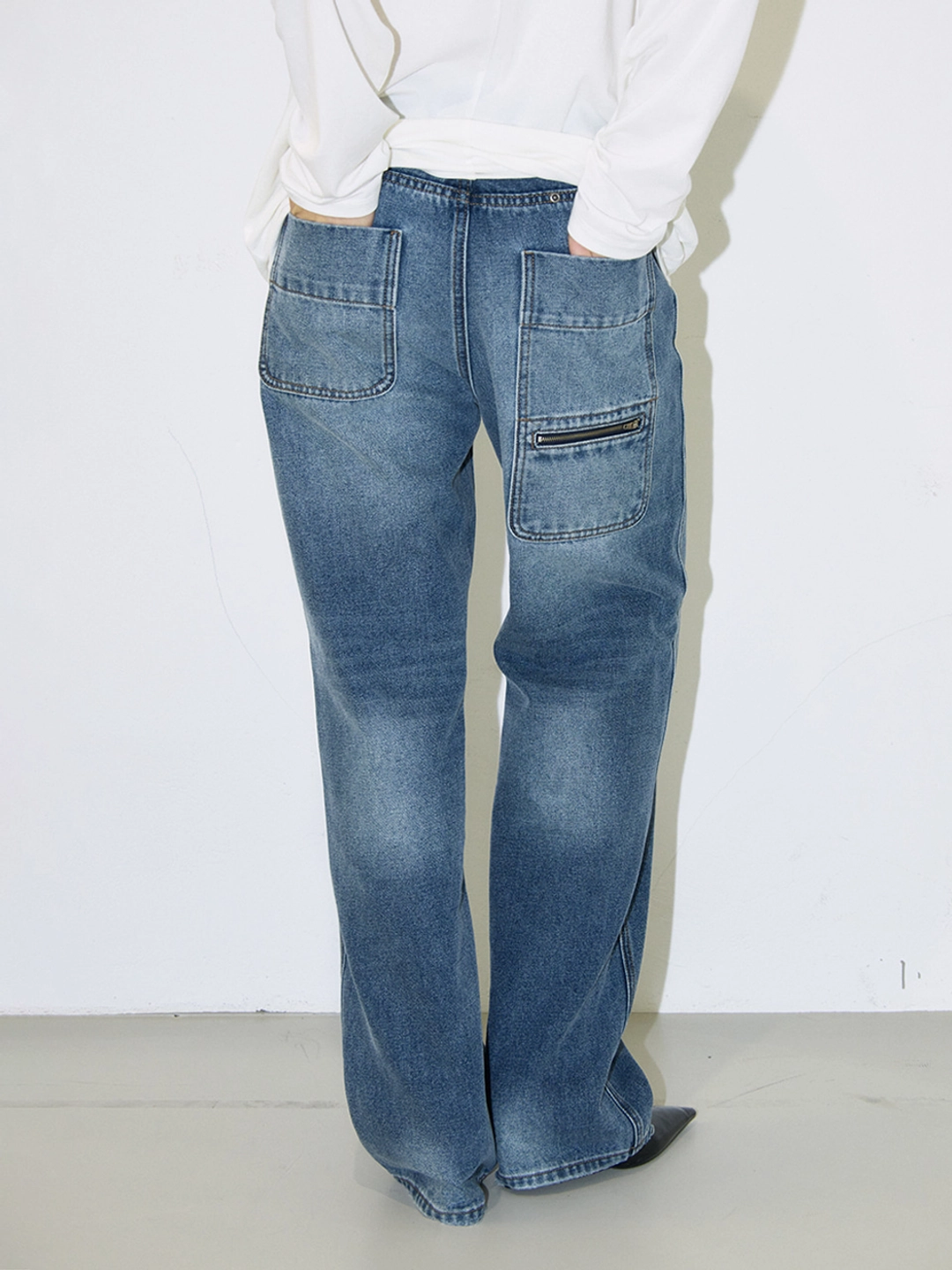 밀로 우먼 Straight Work Jeans [Mid Blue] 상품 이미지 1