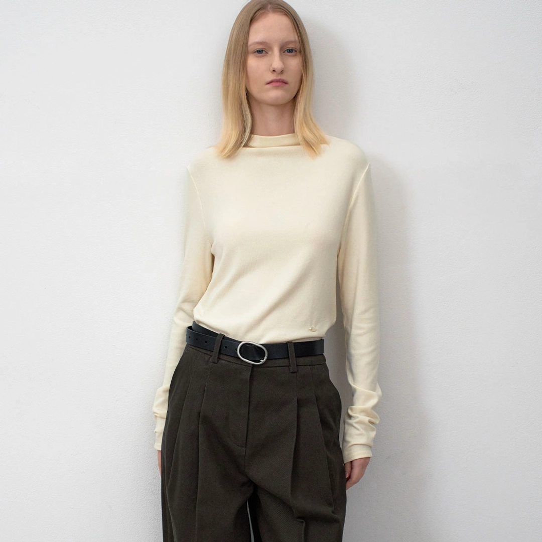 아뜰리에 나인 (T-7133)ESSENTIAL HALF NECK LONG TEE 상품 이미지 2
