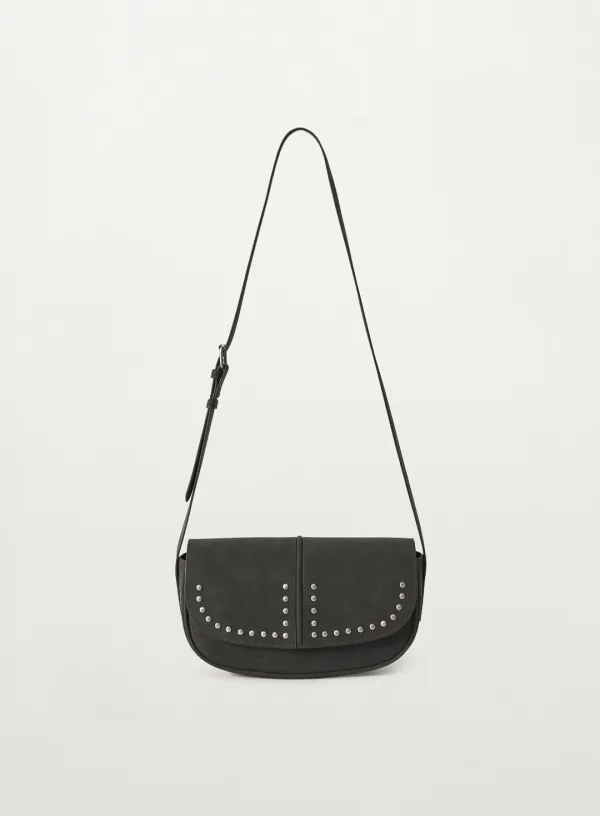 Halfmoon Studded Mini Shoulder Bag - Charcoal