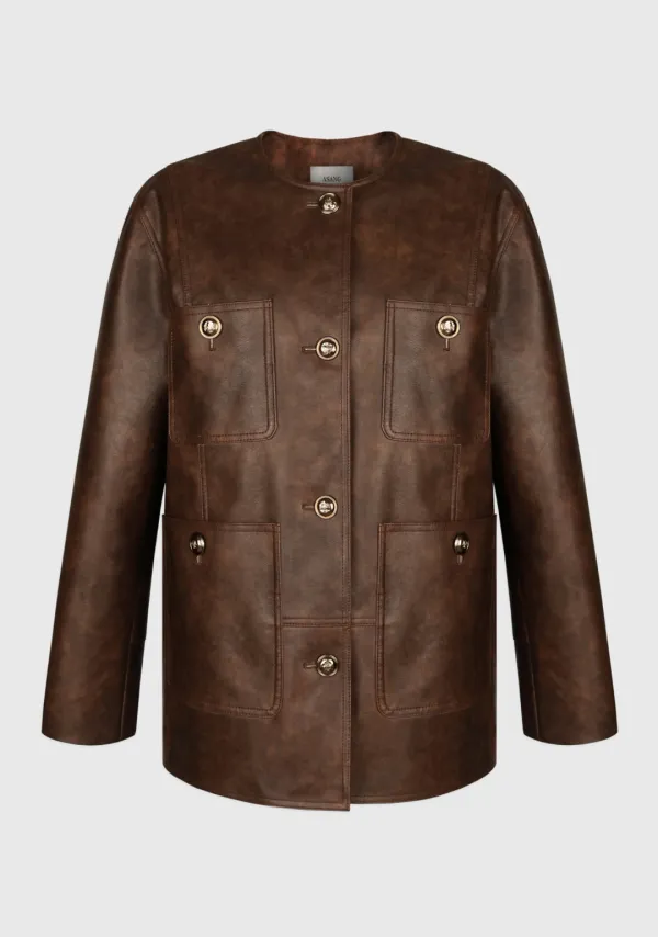 2nd) Brown Washed Leather Jacket