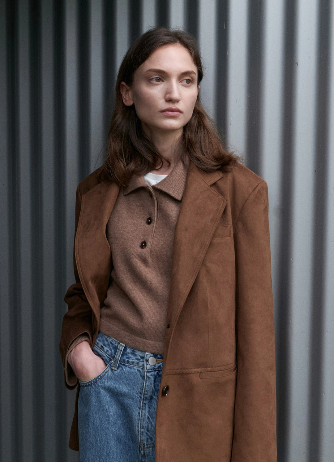 스텝어라운드 [5차] Oversized suede jacket_BROWN 상품 이미지 2