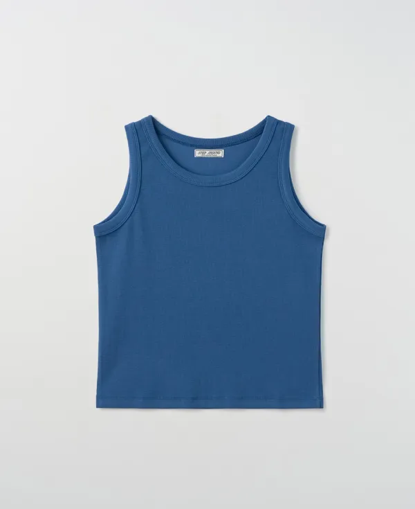 Span rib sleeveless_BLUE