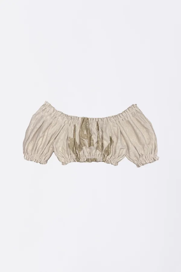 Crinkle Volumer Top Dusty Beige