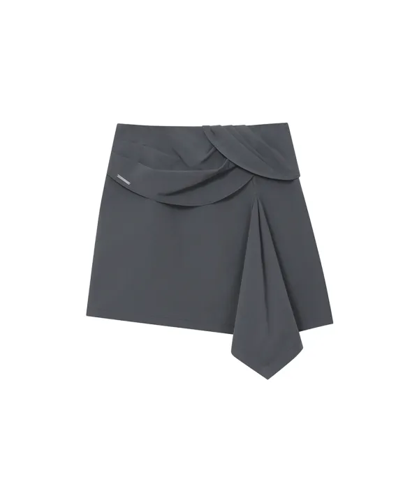 Layered chiton mini skirt CHARCOAL