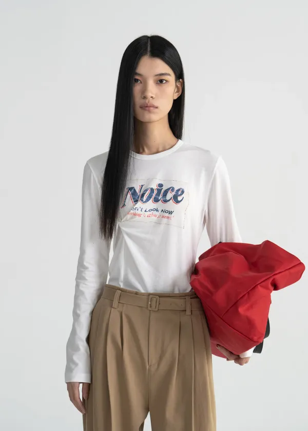 AGED LABEL TWIST T-SHIRT - OFF WHITE